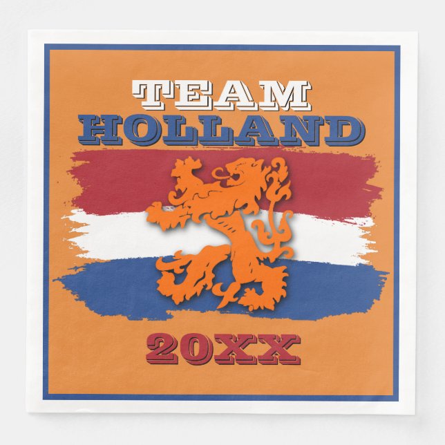 Custom Dutch Flag Orange Lion Team Holland Serviette (Vorderseite)