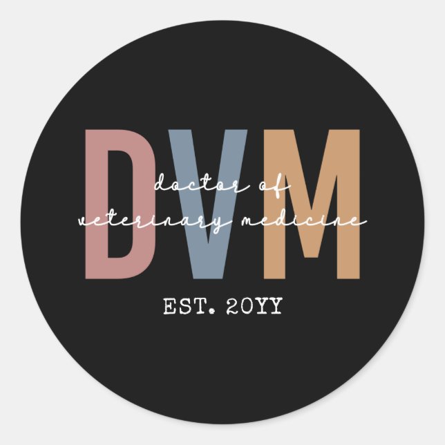 Custom DVM Doctor of Veterinary Medicine Gifts Runder Aufkleber (Vorderseite)