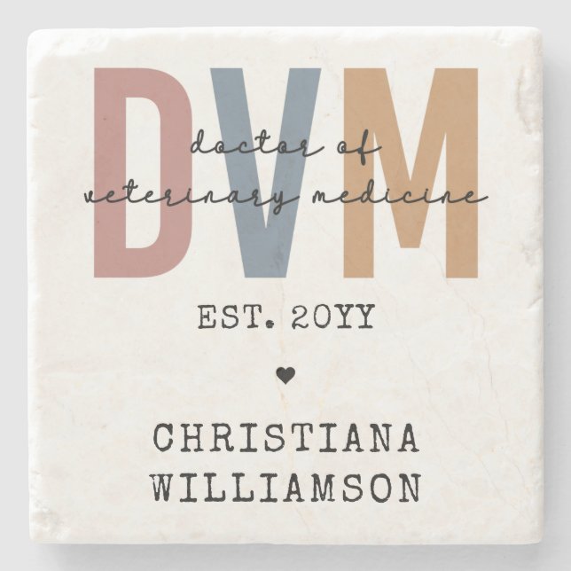 Custom DVM Doctor of Veterinary Medicine Gifts Steinuntersetzer (Vorderseite)
