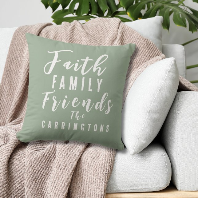 Custom Earth Tone Sage Faith Family Kissen (Von Creator hochgeladen)