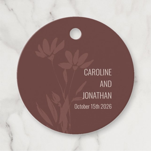 Custom Earthy Minimalistisch Moody Botanical Weddi Geschenkanhänger (Vorderseite)