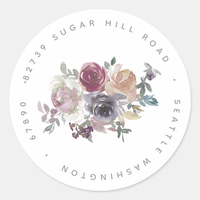 Custom Earthy Rustic Floral Wedding Rücksendeadres Runder Aufkleber (Vorderseite)