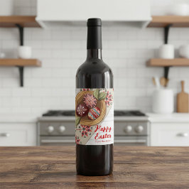 Custom Easter Egg Wine Label with Family Name Weinetikett