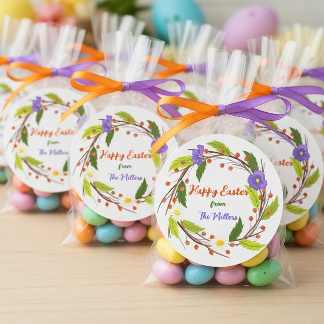 Custom Easter Wreath Sticker with Family Name (Von Creator hochgeladen)