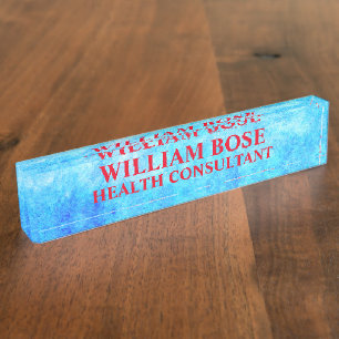 Custom Eastern Blue Artistic Namensplakette