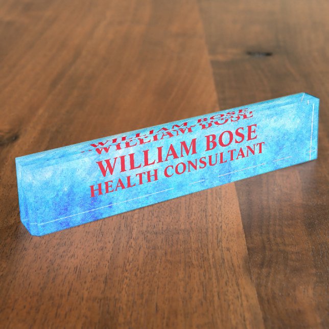 Custom Eastern Blue Artistic Namensplakette (Seite)