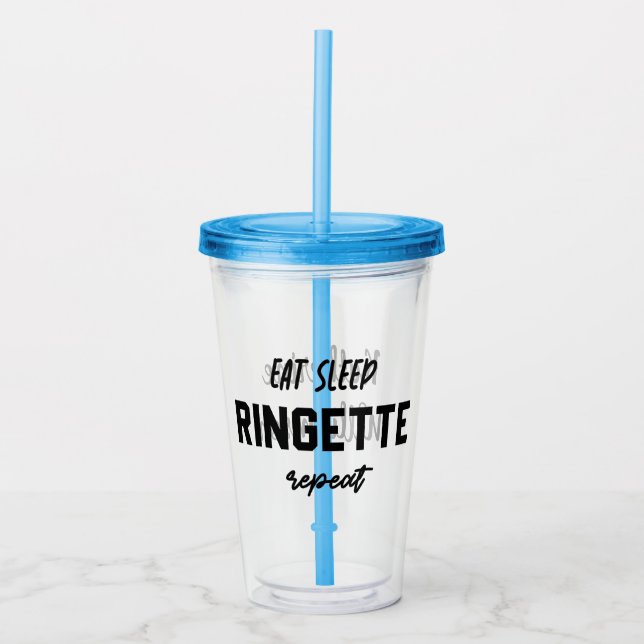 Custom Eat Sleep Ringette Wiederholung Ringette Pl Acryltrinkbecher (Vorderseite)