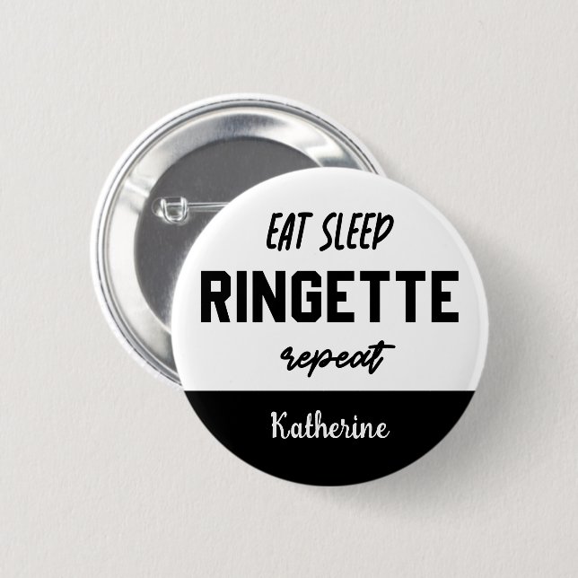 Custom Eat Sleep Ringette Wiederholung Ringette Pl Button (Vorne & Hinten)