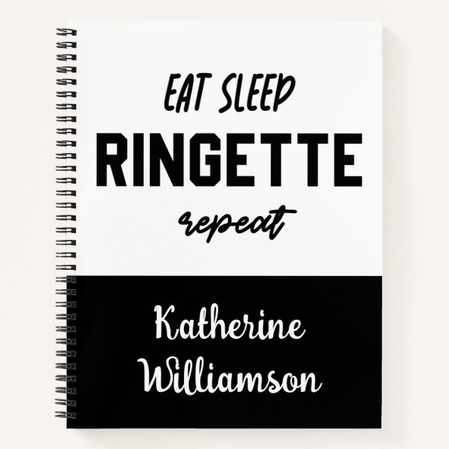 Custom Eat Sleep Ringette Wiederholung Ringette Pl Notizbuch (Vorderseite)