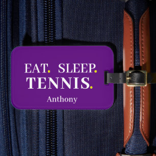 Custom Eat Sleep Tennis Lila Gepäckstück Gepäckanhänger