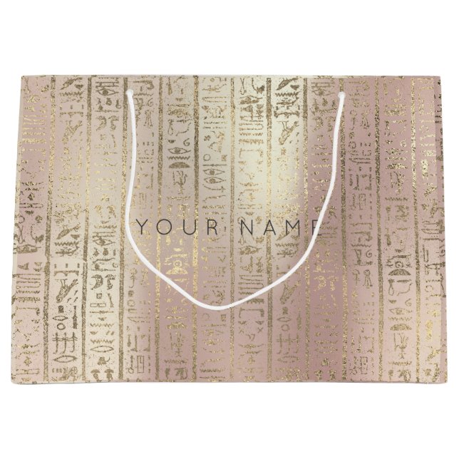 Custom Egyptian Foxier Metallic Rose Gold Script Große Geschenktüte (Vorderseite)