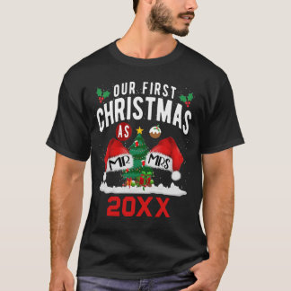 Custom Ehefrau Husband Unser erstes Weihnachtsfest T-Shirt