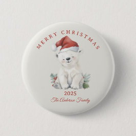 Custom Eisbär Aquarell Weihnachtsgeschenk Button