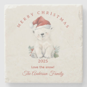 Custom Eisbär Aquarell Weihnachtsgeschenk Steinuntersetzer