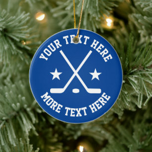 Custom Eishockey Sport Weihnachtsbaumschmuck Keramik Ornament
