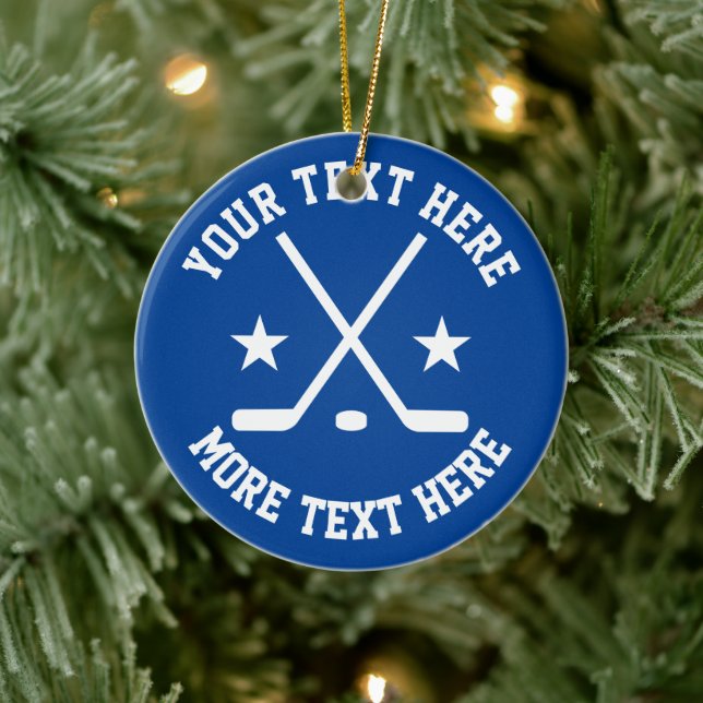 Custom Eishockey Sport Weihnachtsbaumschmuck Keramik Ornament (Baum)