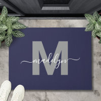 Custom Elegance Navy Blue Monogram Script Name
