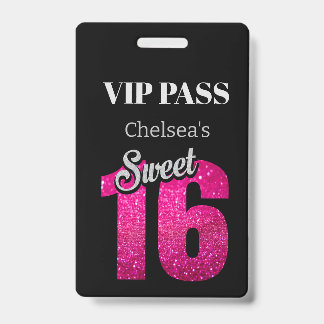Custom Elegant Birthday Black Sweet 16 VIP Ausweis
