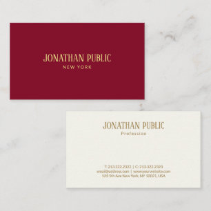 Custom Elegant Burgundy Red & Gold Luxury Visitenkarte