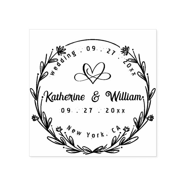 CUSTOM ELEGANT CIRCLE NIEDLICH HEART ELEGANT WEDIN GUMMISTEMPEL (Prägung)