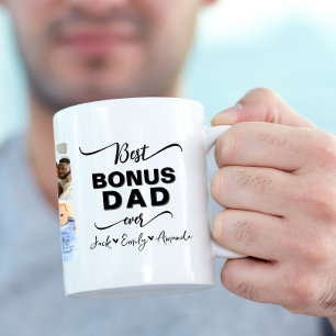 Custom Elegant Der beste Bonus Papa je Foto Collag Zweifarbige Tasse