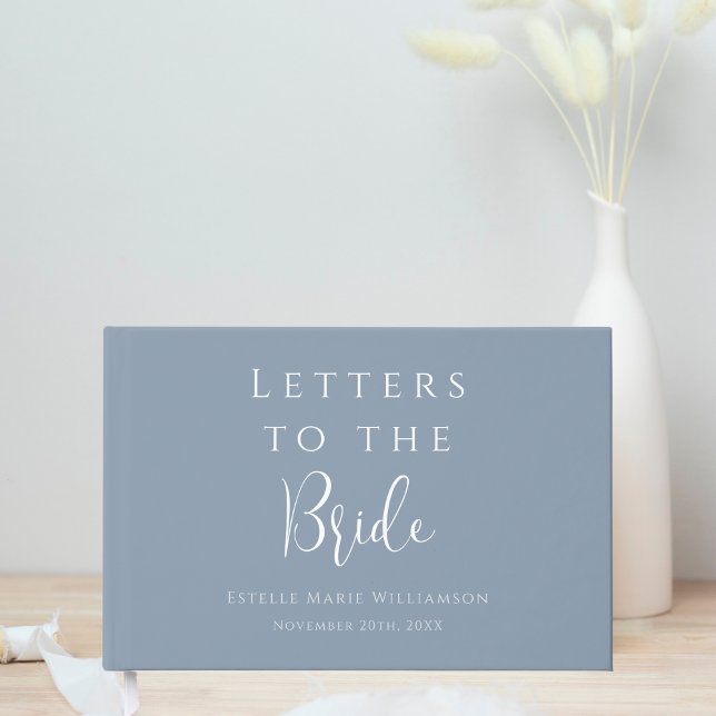 Custom Elegant Dusty Blue Letters to Bride Gästebuch (Von Creator hochgeladen)
