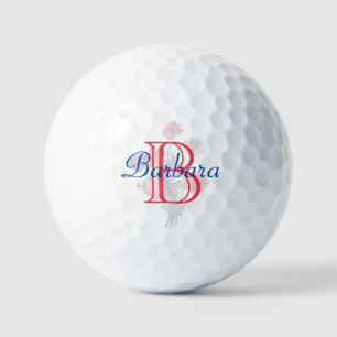 Custom Elegant Floral Name and Monogram Golfball