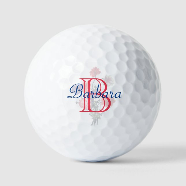 Custom Elegant Floral Name and Monogram Golfball (Vorderseite)