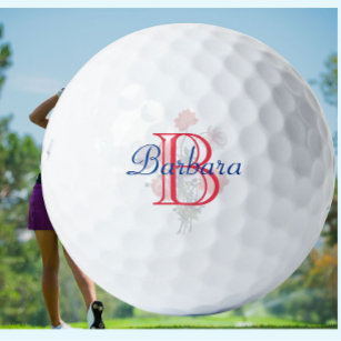 Custom Elegant Floral Name and Monogram Golfball