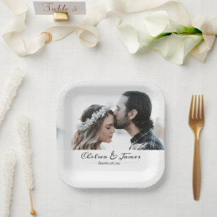 Custom Elegant Foto Calligraphy Wedding Name Pappteller