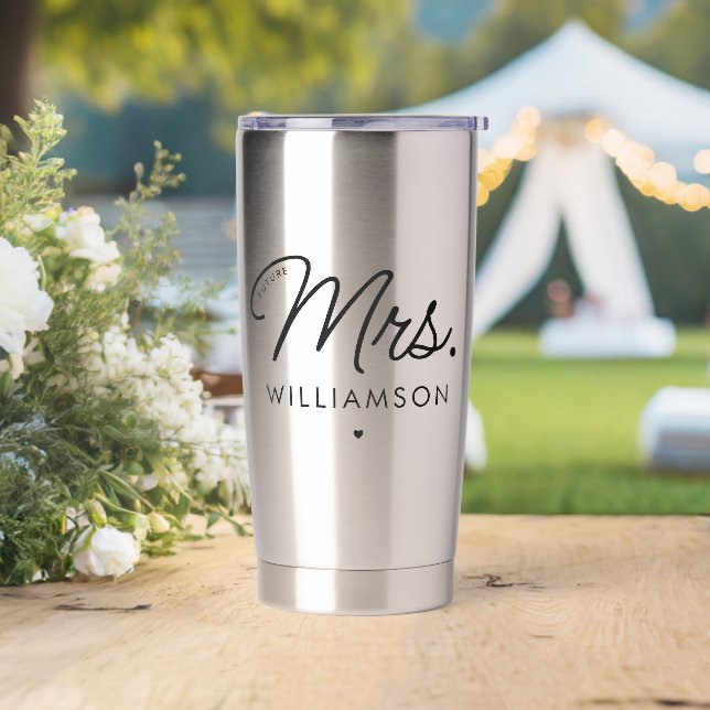 Custom Elegant Future Mrs. Modern Verlobung Thermobecher (Hochzeit)
