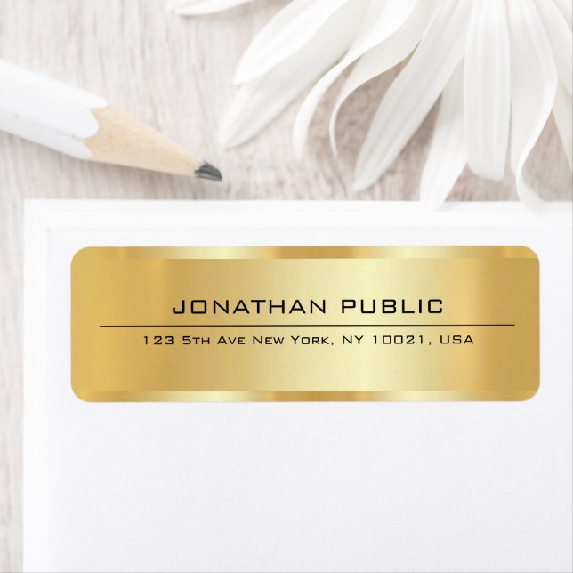 Custom Elegant Glamour Luxury Gold Return Address (Insitu)