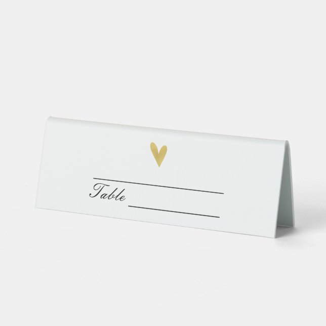 Custom Elegant Gold Heart Tischaufsteller (Vorderseite)