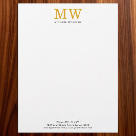 Custom Elegant Gold Initials Monogram Personalized Briefbogen