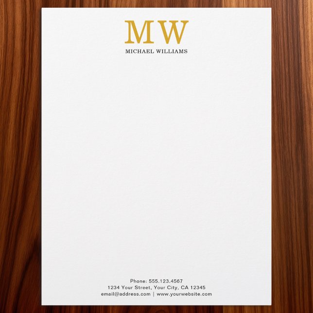 Custom Elegant Gold Initials Monogram Personalized Briefbogen (Von Creator hochgeladen)