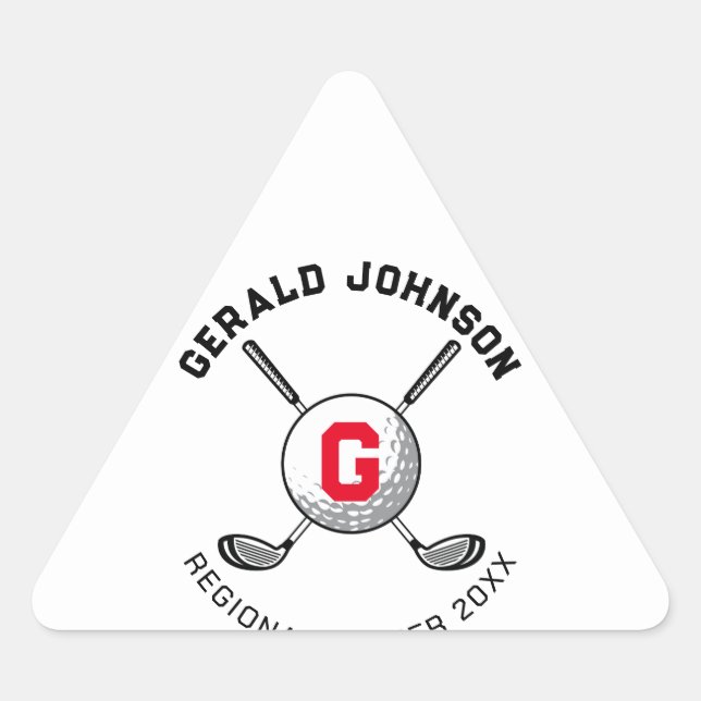 Custom Elegant Golf Monogram Design Triangle Dreieckiger Aufkleber (Vorderseite)