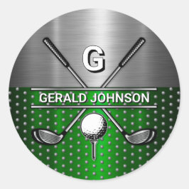 Custom Elegant Golf Monogram Runder Aufkleber