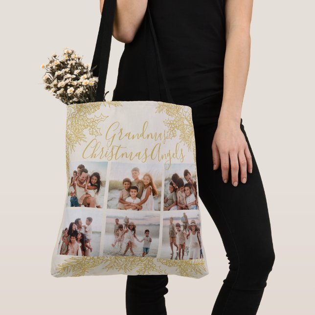Custom Elegant Grandma's Christmas Photo Collage Tasche (Von Nahem)