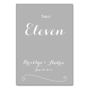 Custom Elegant Gray White Wedding Tischnummern