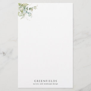 Custom Elegant Greenery Stationery Paper