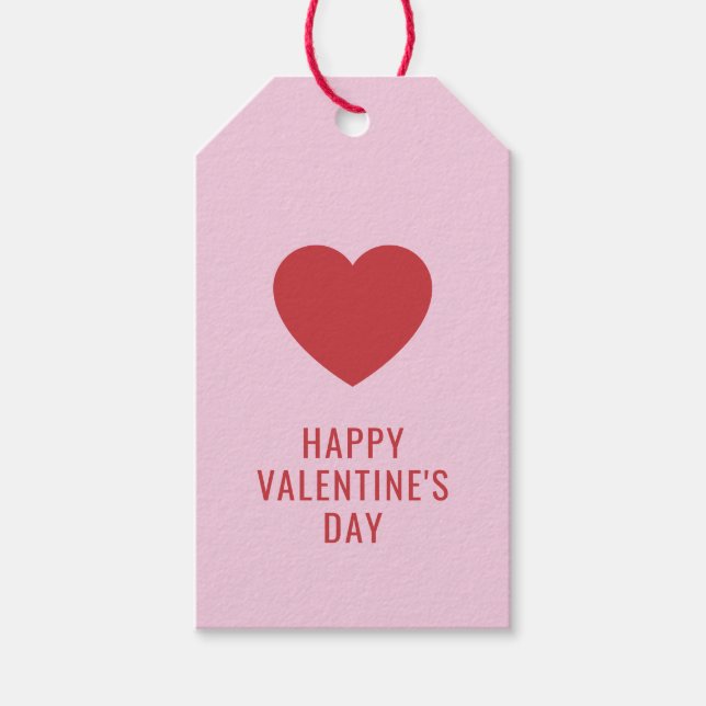 CUSTOM Elegant Happy Valentine's Day Red Heart Geschenkanhänger (Vorderseite)