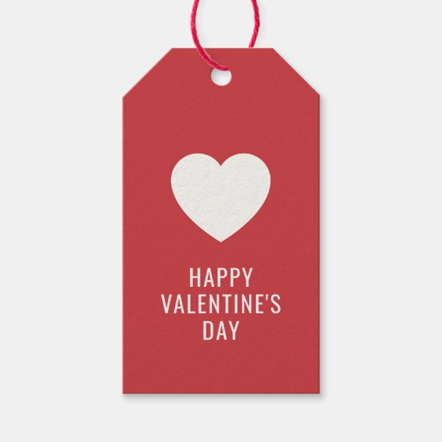 CUSTOM Elegant Happy Valentine's Day White Heart Geschenkanhänger (Vorderseite)