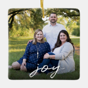Custom Elegant Joy 2-seitige Familie Foto Weihnach Keramikornament