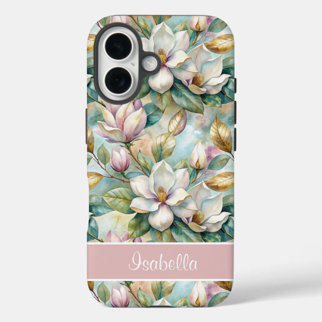 Custom Elegant Magnolias iPhone 16 Hülle (Rückseite)