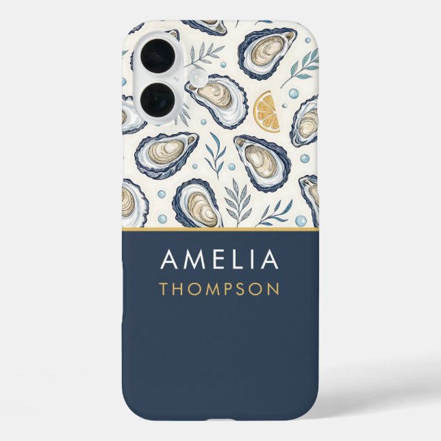 Custom Elegant Marine Oysters iPhone 16 Plus Hülle (Rückseite)