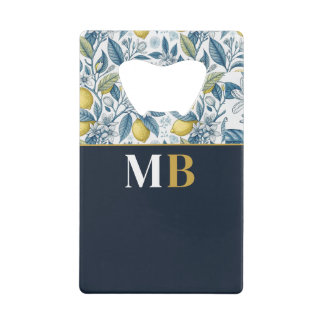 Custom Elegant Mediterranean Lemon Botanical Navy