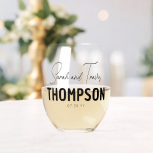 Custom Elegant Newly Weds Hochzeitstipendium Weinglas Ohne Stiel