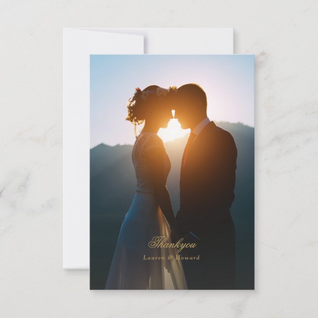 custom elegant photo wedding dankeskarte (Vorderseite)