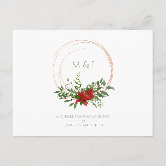 Custom Elegant Poinsettia Weihnachtsfeier Postkarte (Vorderseite)
