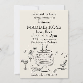 Custom Elegant Princess Cake 3e Invitation d'anniv